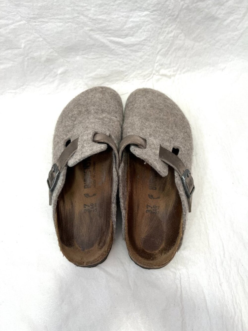 Birkenstock clogs Boston 37 6 6.5 womens gray taupe felted wool slip on shoes - Picture 5 of 11